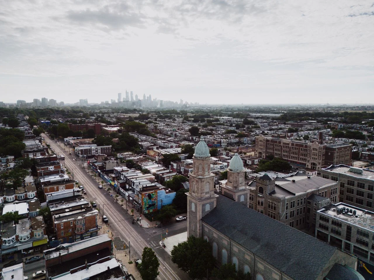 Aerial view of Hackensack, NJ with the criminal defense office area
