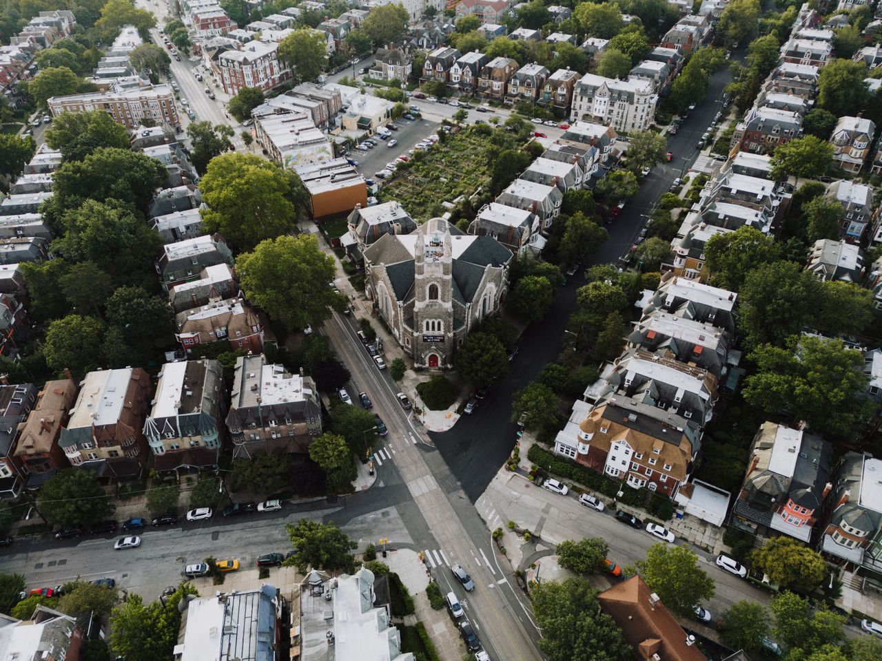 Aerial view of a Hackensack residential neighborhood