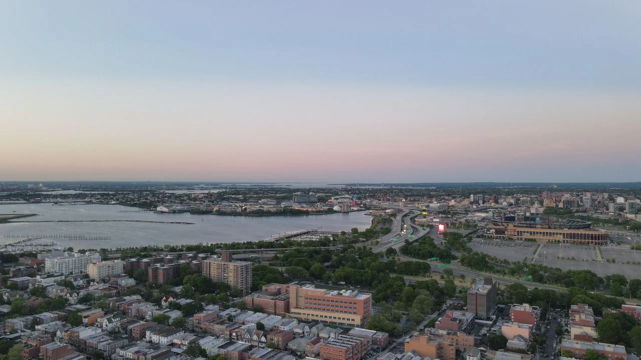 Aerial view of Hackensack, NJ skyline